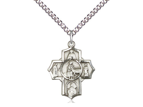 Sterling Silver 5-Way / Special Needs Medal on a Sterling Silver Chain - JMJs Catholic Store, Inc