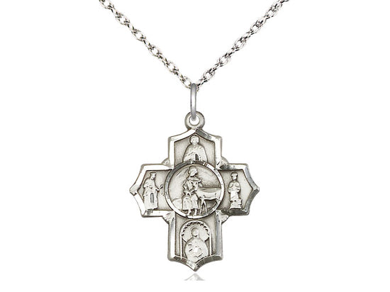 Sterling Silver 5-Way / Special Needs Medal on a Sterling Silver Chain - JMJs Catholic Store, Inc