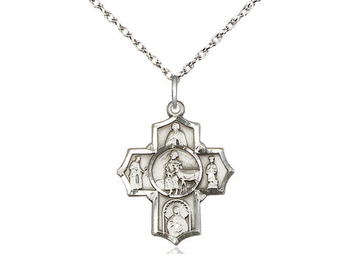 Sterling Silver 5-Way / Special Needs Medal on a Sterling Silver Chain - JMJs Catholic Store, Inc