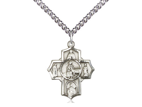 Sterling Silver 5-Way / Special Needs Medal on a Sterling Silver Chain - JMJs Catholic Store, Inc