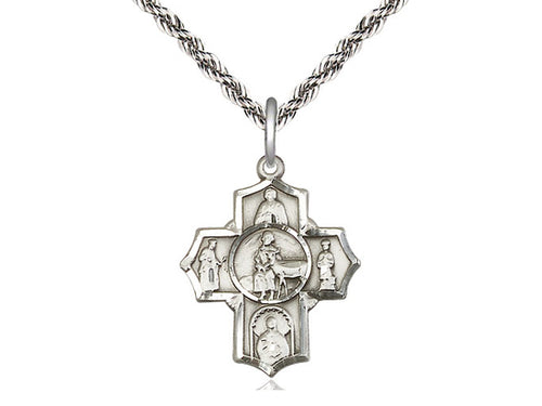 Sterling Silver 5-Way / Special Needs Medal on a Sterling Silver Chain - JMJs Catholic Store, Inc