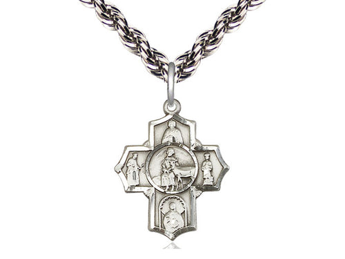 Sterling Silver 5-Way / Special Needs Medal on a Sterling Silver Chain - JMJs Catholic Store, Inc