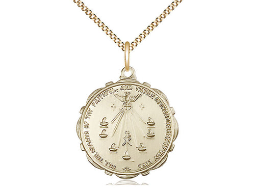 14kt Gold Filled Seven Gifts Pendant on a Gold Filled Chain - JMJs Catholic Store, Inc