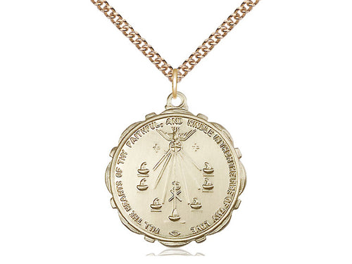 14kt Gold Filled Seven Gifts Pendant on a Gold Filled Chain - JMJs Catholic Store, Inc