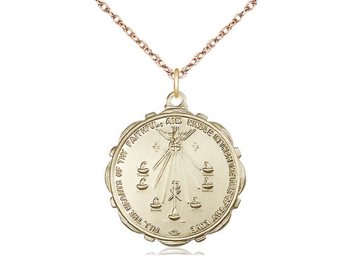 14kt Gold Filled Seven Gifts Pendant on a Gold Filled Chain - JMJs Catholic Store, Inc