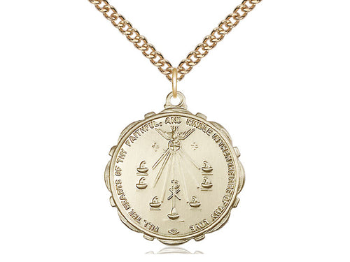 14kt Gold Filled Seven Gifts Pendant on a Gold Filled Chain - JMJs Catholic Store, Inc