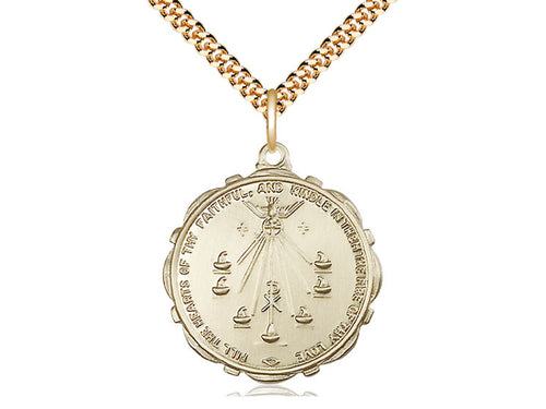 14kt Gold Filled Seven Gifts Pendant on a Gold Filled Chain - JMJs Catholic Store, Inc