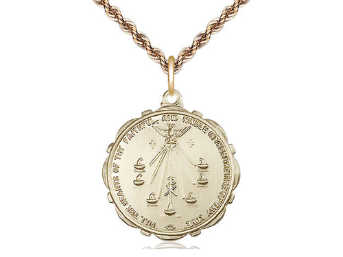 14kt Gold Filled Seven Gifts Pendant on a Gold Filled Chain - JMJs Catholic Store, Inc