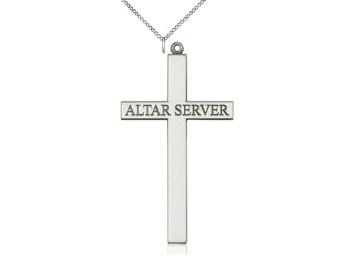 Sterling Silver Altar Server Cross Pendant on a Sterling Silver Chain - JMJs Catholic Store, Inc
