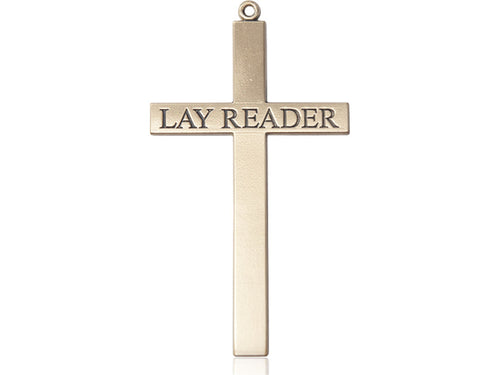 14kt Gold Filled Lay Reader Cross Pendant on a Gold Plate Chain - JMJs Catholic Store, Inc