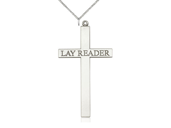 Sterling Silver Lay Reader Cross Pendant on a Sterling Silver Chain - JMJs Catholic Store, Inc