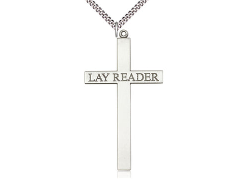 Sterling Silver Lay Reader Cross Pendant on a Sterling Silver Chain - JMJs Catholic Store, Inc