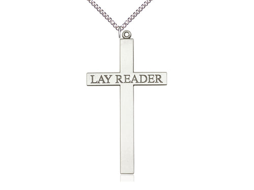 Sterling Silver Lay Reader Cross Pendant on a Sterling Silver Chain - JMJs Catholic Store, Inc