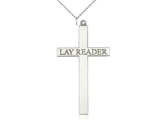 Sterling Silver Lay Reader Cross Pendant on a Sterling Silver Chain - JMJs Catholic Store, Inc