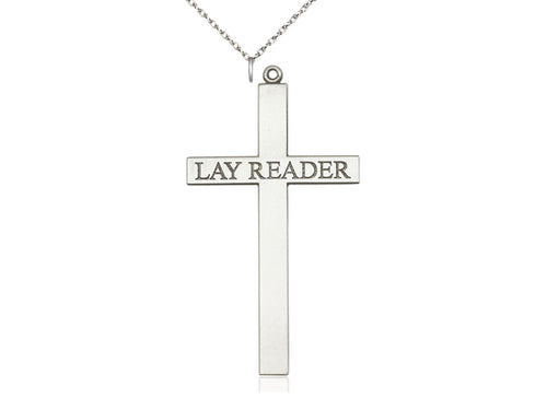 Sterling Silver Lay Reader Cross Pendant on a Sterling Silver Chain - JMJs Catholic Store, Inc