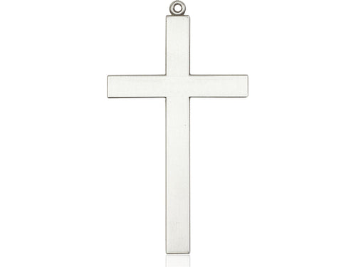 Sterling Silver Cross Pendant on a 24-Inch Light Rhodium Heavy Curb Chain - JMJs Catholic Store, Inc