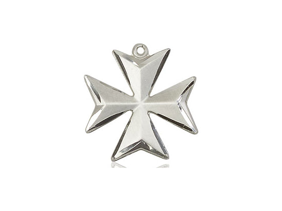 Sterling Silver Maltese Cross Pendant on an 18-Inch Sterling Silver Light Curb Chain - JMJs Catholic Store, Inc