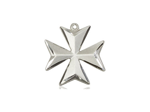 Sterling Silver Maltese Cross Pendant on an 18-Inch Sterling Silver Light Curb Chain - JMJs Catholic Store, Inc