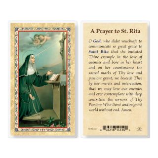 Tarjeta sagrada laminada de St. Rita