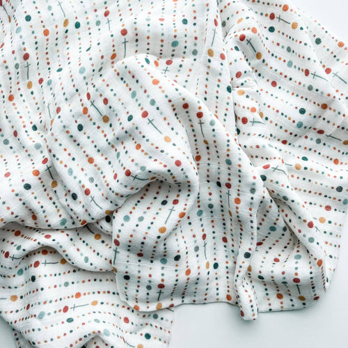 Rosary Dots- Catholic Baby Muslin Blanket Swaddle - JMJs Catholic Store, Inc