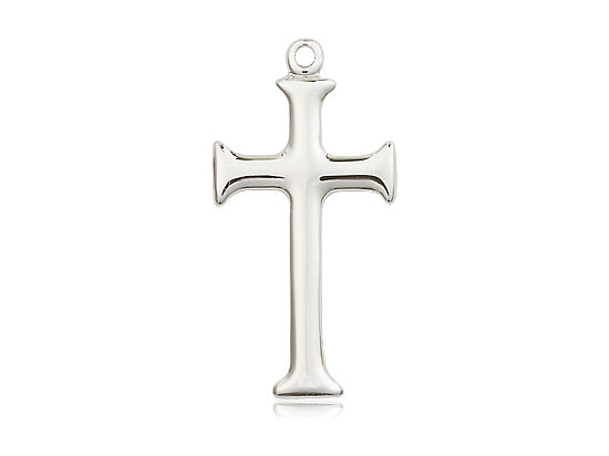 Sterling Silver Cross Pendant on a 18 inch Sterling Silver Light Curb Chain - JMJs Catholic Store, Inc
