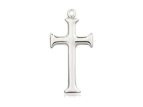 Sterling Silver Cross Pendant on a 18 inch Sterling Silver Light Curb Chain - JMJs Catholic Store, Inc