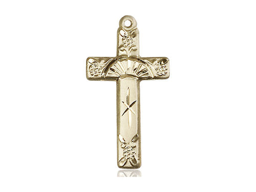 14kt Gold Filled Cross Pendant on Gold Plate Chain - JMJs Catholic Store, Inc