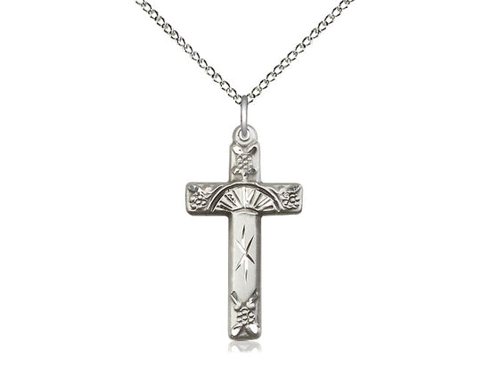 Sterling Silver Cross Pendant on a Sterling Silver Chain - JMJs Catholic Store, Inc