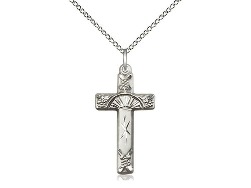 Sterling Silver Cross Pendant on a Sterling Silver Chain - JMJs Catholic Store, Inc