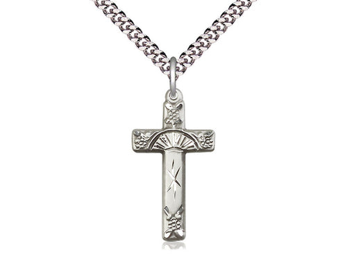 Sterling Silver Cross Pendant on a Sterling Silver Chain - JMJs Catholic Store, Inc