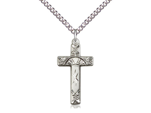 Sterling Silver Cross Pendant on a Sterling Silver Chain - JMJs Catholic Store, Inc