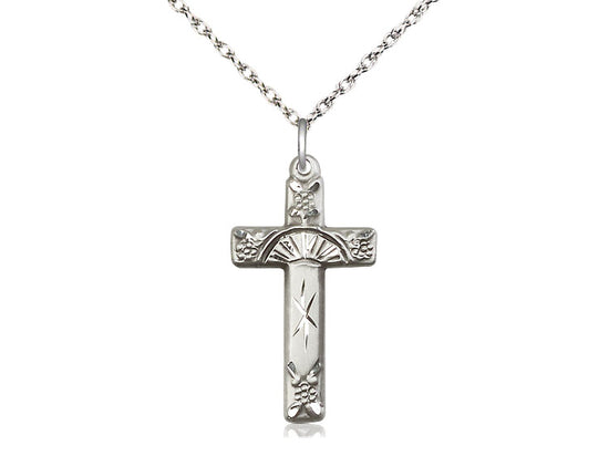 Sterling Silver Cross Pendant on a Sterling Silver Chain - JMJs Catholic Store, Inc