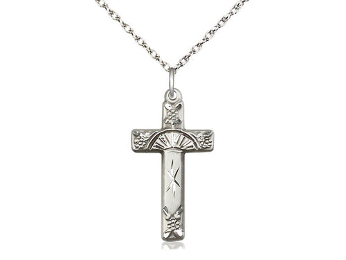 Sterling Silver Cross Pendant on a Sterling Silver Chain - JMJs Catholic Store, Inc