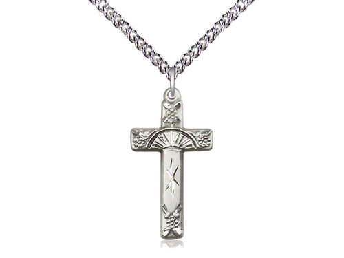 Sterling Silver Cross Pendant on a Sterling Silver Chain - JMJs Catholic Store, Inc