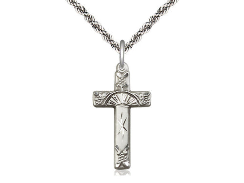 Sterling Silver Cross Pendant on a Sterling Silver Chain - JMJs Catholic Store, Inc