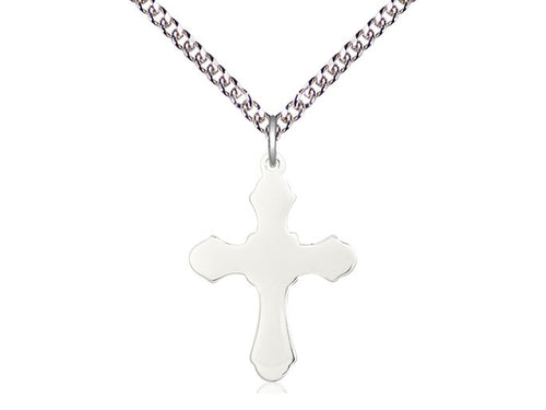 Sterling Silver Cross Pendant on a Sterling Silver Chain - JMJs Catholic Store, Inc