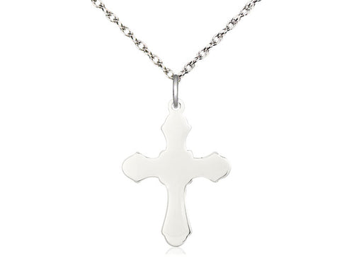 Sterling Silver Cross Pendant on a Sterling Silver Chain - JMJs Catholic Store, Inc