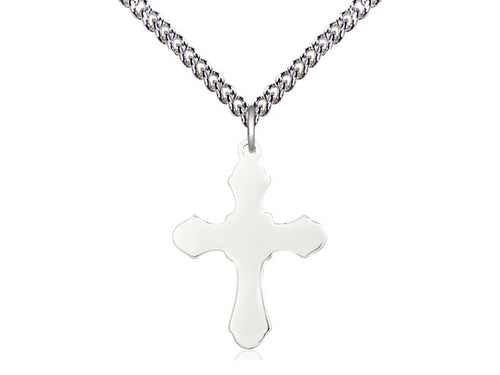Sterling Silver Cross Pendant on a Sterling Silver Chain - JMJs Catholic Store, Inc