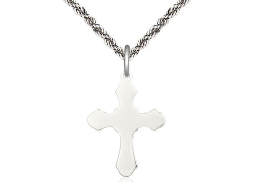 Sterling Silver Cross Pendant on a Sterling Silver Chain - JMJs Catholic Store, Inc
