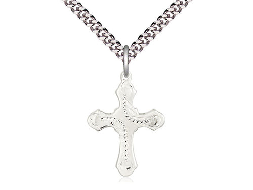 Sterling Silver Cross Medal on a Sterling Silver Chain - JMJs Catholic Store, Inc