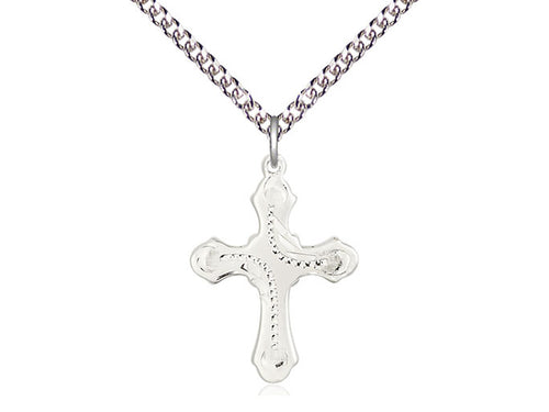 Sterling Silver Cross Medal on a Sterling Silver Chain - JMJs Catholic Store, Inc
