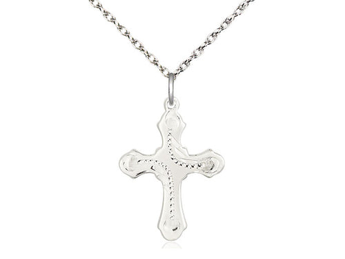 Sterling Silver Cross Medal on a Sterling Silver Chain - JMJs Catholic Store, Inc