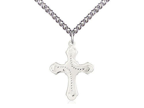 Sterling Silver Cross Medal on a Sterling Silver Chain - JMJs Catholic Store, Inc