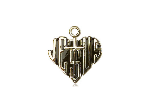 14kt Gold Filled Heart of Jesus w/Cross Pendant on a Gold Filled Chain - JMJs Catholic Store, Inc