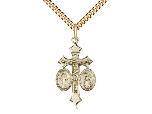 14kt Gold Filled Jesus, Mary, Our Lady of La Salette Pendant on a Gold Filled Chain - JMJs Catholic Store, Inc