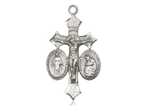 Sterling Silver Jesus, Mary, Our Lady of La Salette on a Sterling Silver Chain - JMJs Catholic Store, Inc