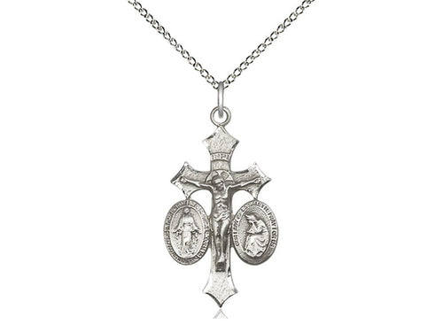 Sterling Silver Jesus, Mary, Our Lady of La Salette on a Sterling Silver Chain - JMJs Catholic Store, Inc