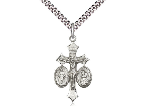 Sterling Silver Jesus, Mary, Our Lady of La Salette on a Sterling Silver Chain - JMJs Catholic Store, Inc