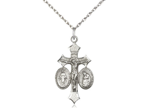 Sterling Silver Jesus, Mary, Our Lady of La Salette on a Sterling Silver Chain - JMJs Catholic Store, Inc