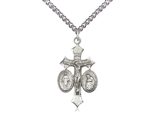 Sterling Silver Jesus, Mary, Our Lady of La Salette on a Sterling Silver Chain - JMJs Catholic Store, Inc